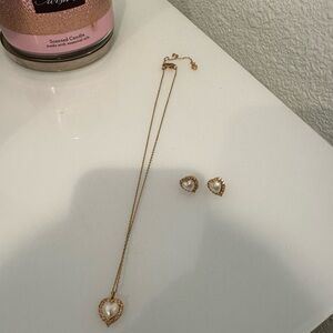 Kate Spade Gold Heart Necklace and Earring Set